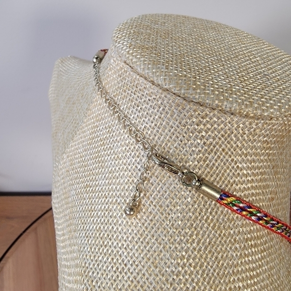 Old Navy Multi color braided necklace with Gold / Brass Tone Half Moon Pendant - Picture 12 of 16